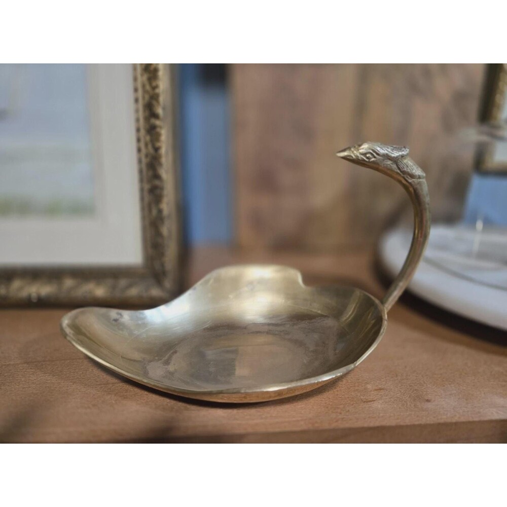 Vintage Brass swan trinket dish